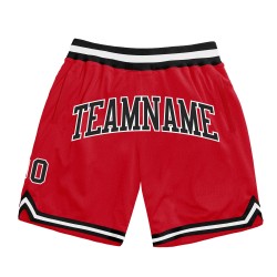 Basketball Schwarz-Weiß Throwback Rot Custom Authentic Shorts