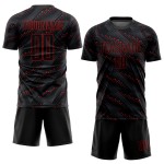 Rote Uniform Fußball Schwarzes Trikot Benutzerdefinierte Sublimation