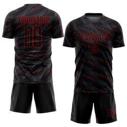 Rote Uniform Fußball Schwarzes Trikot Benutzerdefinierte Sublimation Rote Uniform Fußball Schwarzes Trikot Benutzerdefinierte Sublimation