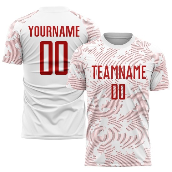 Uniform Custom Rot Sublimation Jersey Fußball Weiß