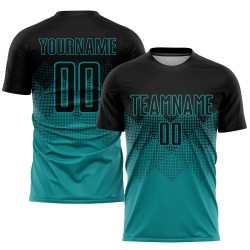 Uniform Teal Custom Jersey Sublimation Fußball Schwarz