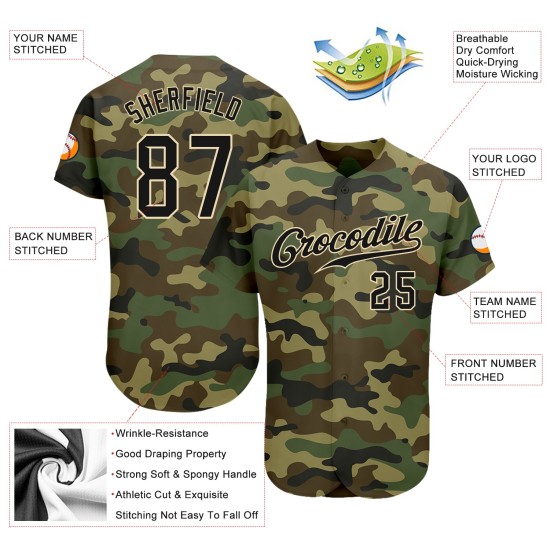 Authentisches Trikot Camo Cream To Baseball Black-City Salute Custom Service