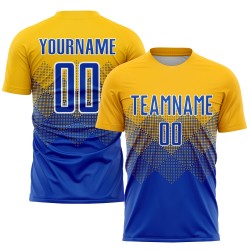 Trikot Royal-Weiß Uniform Custom Sublimation Gold Fußball