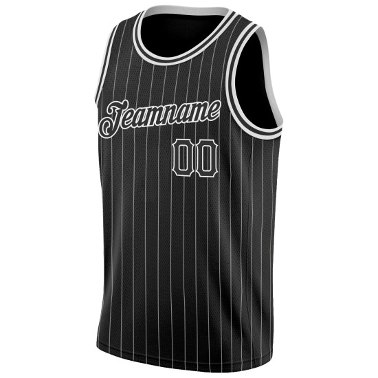 Schwarz-Weiß Nadelstreifen Trikot Schwarz Weiß Basketball Authentic Custom Schwarz-Weiß Nadelstreifen Trikot Schwarz Weiß Basketball Authentic Custom