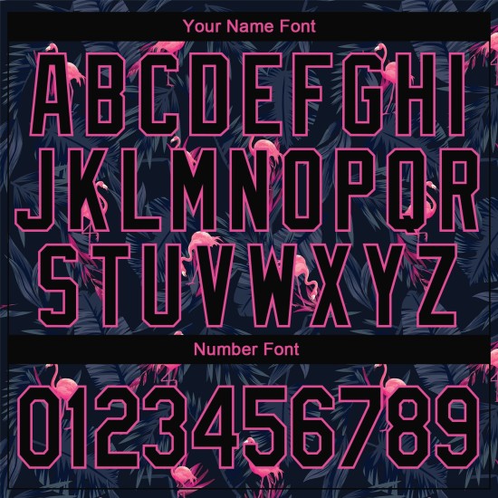 Genähter Pullover Schwarzer Flamingo Hoodie Muster Design Sport Sweatshirt 3D Custom Schwarz-Pink