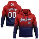 Rotes Sweatshirt Sportmode Individuell genähter Hoodie Pullover Weiß-Navy Fade