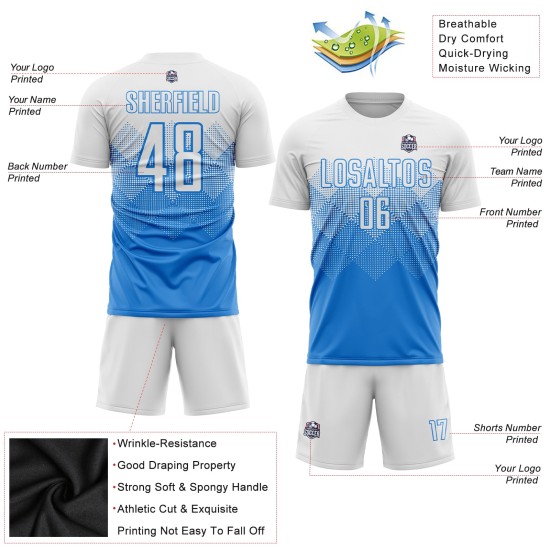 Sublimation Fußball Blau Pulver Weiß Uniform Custom Jersey