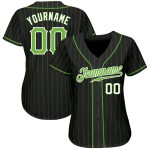 Schwarz Neon Grün-Weiß Custom Authentic Jersey Baseball Nadelstreifen Neon Grün