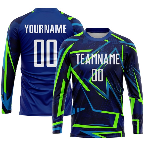 Benutzerdefinierte Weiß-Neon Royal Sublimation Grün Jersey Uniform Fußball
