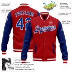 Full-Snap Letterman Varsity Custom Red Two Tone Bomber Royal-White Jacke Full-Snap Letterman Varsity Custom Red Two Tone Bomber Royal-White Jacke