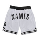 Shorts Basketball Throwback Weiß Authentic Custom Schwarz