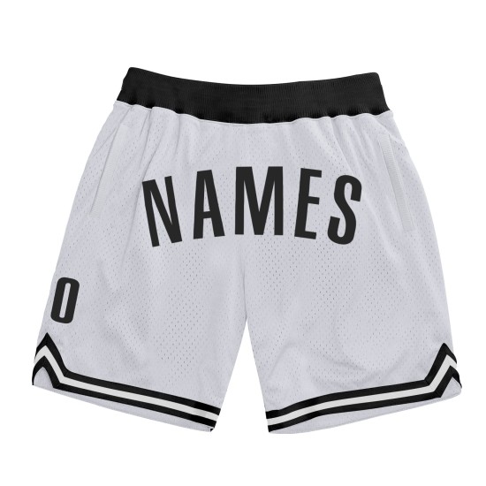 Shorts Basketball Throwback Weiß Authentic Custom Schwarz