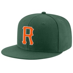 Orange-Weiß genähte grüne Mütze Custom Snapback verstellbar