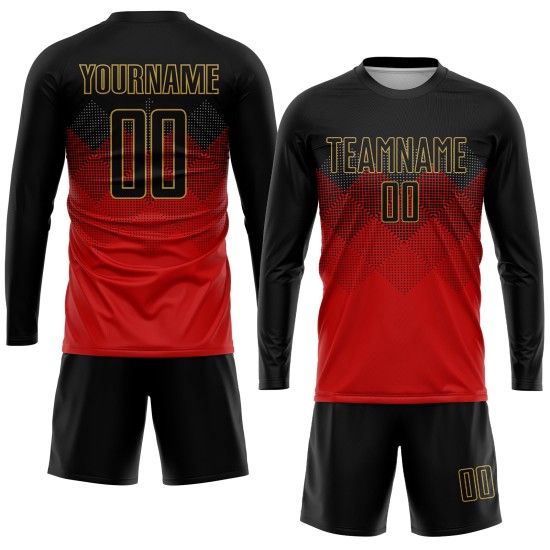 Gold Uniform Sublimation Rot Fußball Schwarz-Old Custom Jersey
