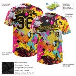 Custom Graffiti Psychedelic Softball Helles 3D Schwarz-Gold Muster Jersey Zwei-Knopf Unisex Custom Graffiti Psychedelic Softball Helles 3D Schwarz-Gold Muster Jersey Zwei-Knopf Unisex