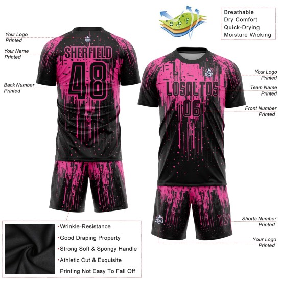 Sublimationsuniform Fußball Rosa Schwarz Custom Jersey Sublimationsuniform Fußball Rosa Schwarz Custom Jersey