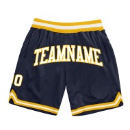 Basketball Throwback Navy Authentic Shorts Custom Weiß-Gold
