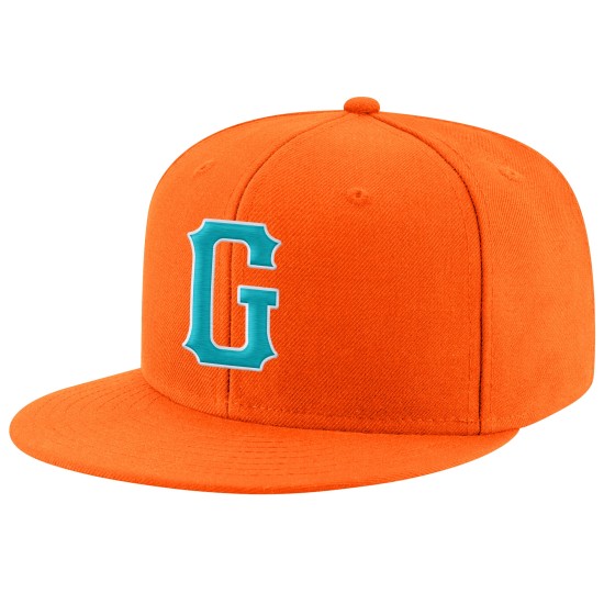 Aqua-Weiß genähte Snapback Custom Hat Orange verstellbar Aqua-Weiß genähte Snapback Custom Hat Orange verstellbar