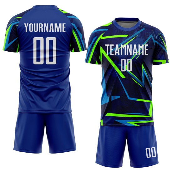 Benutzerdefinierte Weiß-Neon Royal Sublimation Grün Jersey Uniform Fußball