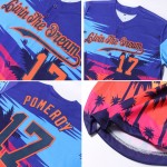 Benutzerdefinierte Jersey Royal Palm Baseball Muster Bäume Navy-Orange Design Authentic 3D