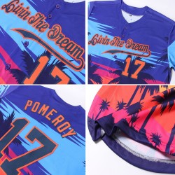 Benutzerdefinierte Jersey Royal Palm Baseball Muster Bäume Navy-Orange Design Authentic 3D Benutzerdefinierte Jersey Royal Palm Baseball Muster Bäume Navy-Orange Design Authentic 3D