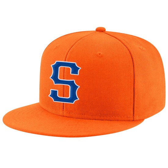 Orange Hat Stitched Custom Adjustable Snapback Royal-Weiß Orange Hat Stitched Custom Adjustable Snapback Royal-Weiß