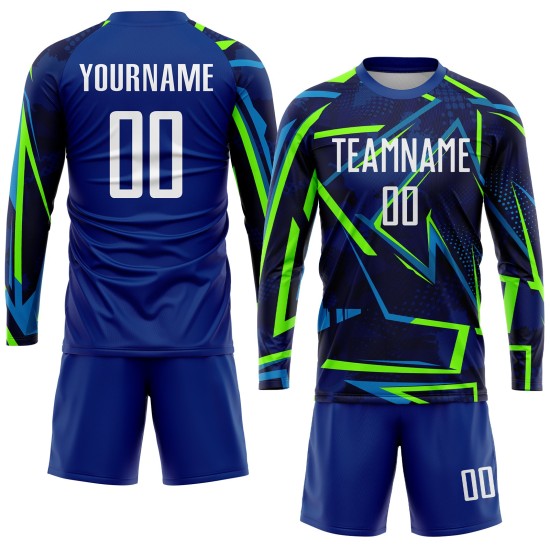 Benutzerdefinierte Weiß-Neon Royal Sublimation Grün Jersey Uniform Fußball