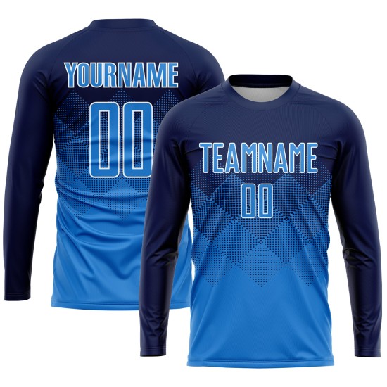 Fußball Sublimation Blau-Weiß Custom Navy Powder Uniform Trikot