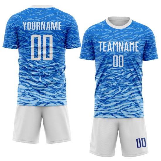 Sublimation Fußballtrikot Royal Uniform Weiß Custom