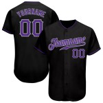 Lila-Grau Authentic Baseball Jersey Custom Schwarz Lila-Grau Authentic Baseball Jersey Custom Schwarz