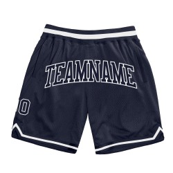 Shorts Authentic Navy Throwback Custom Basketball Marineblau-Weiß