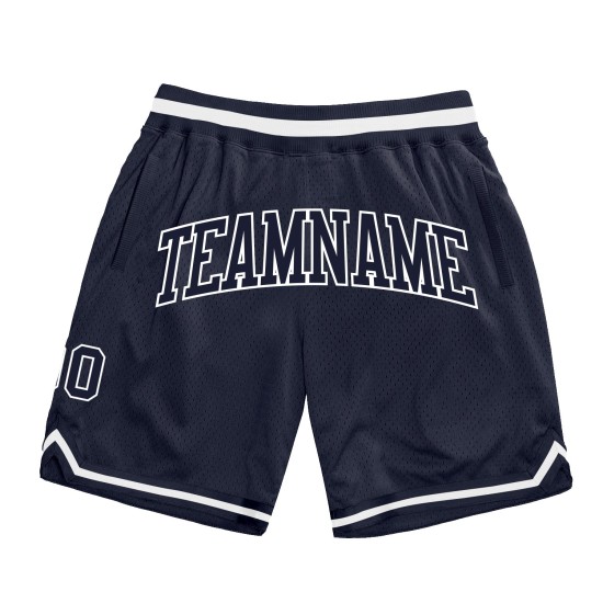 Shorts Authentic Navy Throwback Custom Basketball Marineblau-Weiß