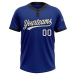 Jersey Unisex Custom Softball Weiß-Schwarz Royal Zwei-Knopf Jersey Unisex Custom Softball Weiß-Schwarz Royal Zwei-Knopf