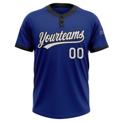 Jersey Unisex Custom Softball Weiß-Schwarz Royal Zwei-Knopf