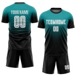 Fashion Fade Custom Sublimation Jersey Fußball Teal Weiß-Schwarz Uniform