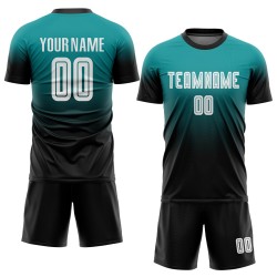 Fashion Fade Custom Sublimation Jersey Fußball Teal Weiß-Schwarz Uniform Fashion Fade Custom Sublimation Jersey Fußball Teal Weiß-Schwarz Uniform
