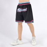 Benutzerdefinierte schwarze Shorts Hellblau-Pink Authentic Basketball Throwback