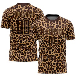 Uniform Fußballtrikot Braun Braun-Old Sublimation Custom Gold Leopard