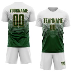 Gold Sublimation Grün-Alte Uniform Weiß Fußball Custom Jersey