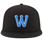 Genähte Mütze Schwarz Verstellbar Powder Custom Snapback Blau-Weiß Genähte Mütze Schwarz Verstellbar Powder Custom Snapback Blau-Weiß