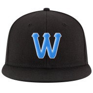 Genähte Mütze Schwarz Verstellbar Powder Custom Snapback Blau-Weiß Genähte Mütze Schwarz Verstellbar Powder Custom Snapback Blau-Weiß