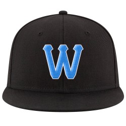 Genähte Mütze Schwarz Verstellbar Powder Custom Snapback Blau-Weiß
