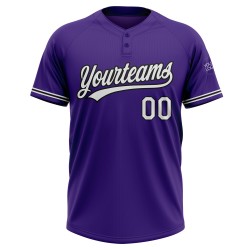 Lila Weiß-Schwarz Softball Custom Zwei-Knopf Unisex Jersey