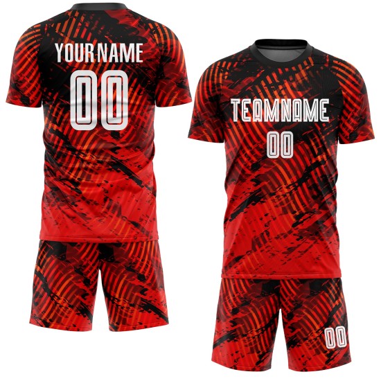 Rote Uniform Custom Weiß-Schwarz Sublimation Jersey Fußball