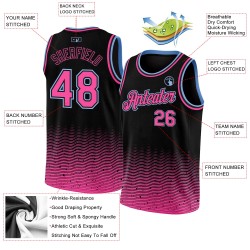 Jersey Authentic Basketball Fade Edition Schwarz Fashion Pink-Light Custom City Blau