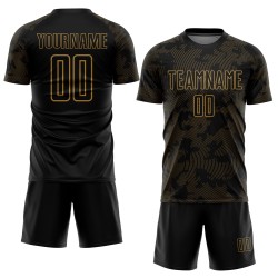 Uniform Gold Sublimation Fußball Altes Trikot Schwarz Custom