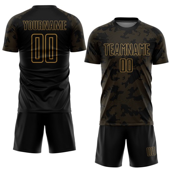 Uniform Gold Sublimation Fußball Altes Trikot Schwarz Custom