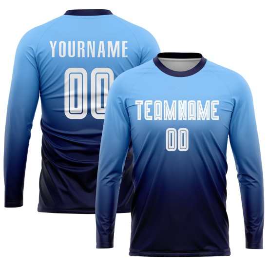 Fade Jersey Custom Fußball Blau Uniform Sublimation Licht Weiß-Navy Mode