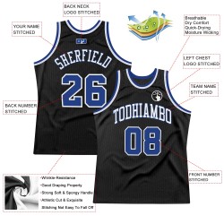 Benutzerdefiniertes Royal-Weiß Throwback Basketballtrikot Authentic Black