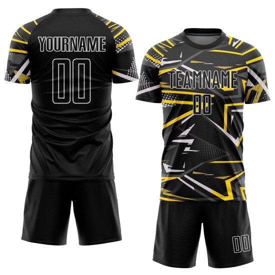 Schwarz-Goldene Fußball-Sublimationstrikotuniform